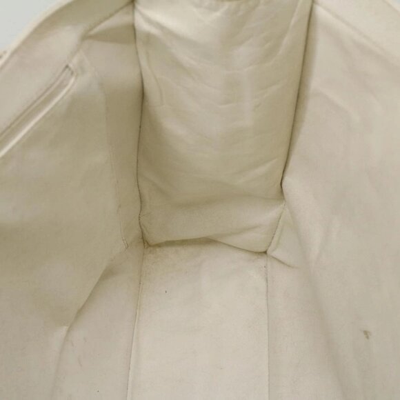 CHANEL Tote Bag Grained Calf Skin White CC Auth bs8320 - Picture 12 of 16